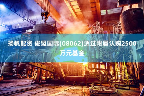 扬帆配资 俊盟国际(08062)透过附属认购2500万元基金