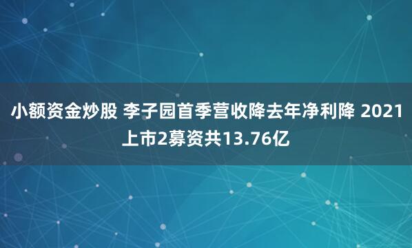小额资金炒股 李子园首季营收降去年净利降 2021上市2募资共13.76亿