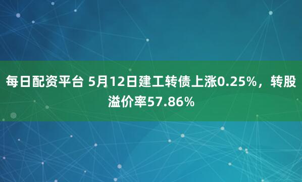 每日配资平台 5月12日建工转债上涨0.25%，转股溢价率57.86%