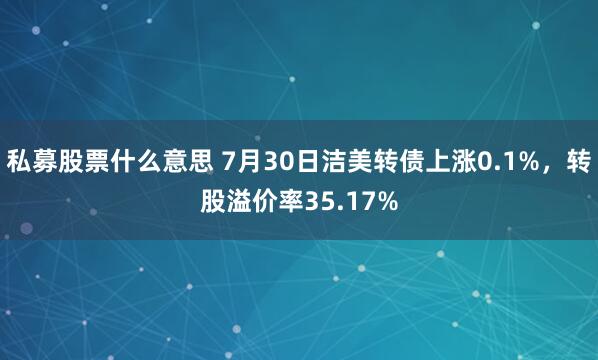 私募股票什么意思 7月30日洁美转债上涨0.1%，转股溢价率35.17%