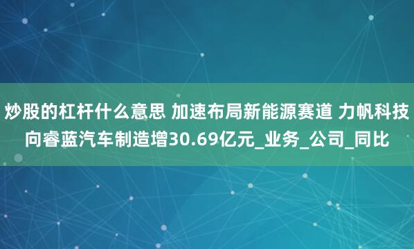 炒股的杠杆什么意思 加速布局新能源赛道 力帆科技向睿蓝汽车制造增30.69亿元_业务_公司_同比