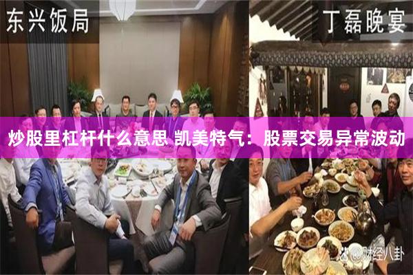 炒股里杠杆什么意思 凯美特气：股票交易异常波动